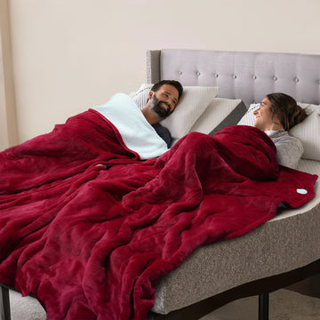 Sumkea 2-in-1 Heated Blanket, Double Controller, Detachable to Two Blanket, Red Velvet